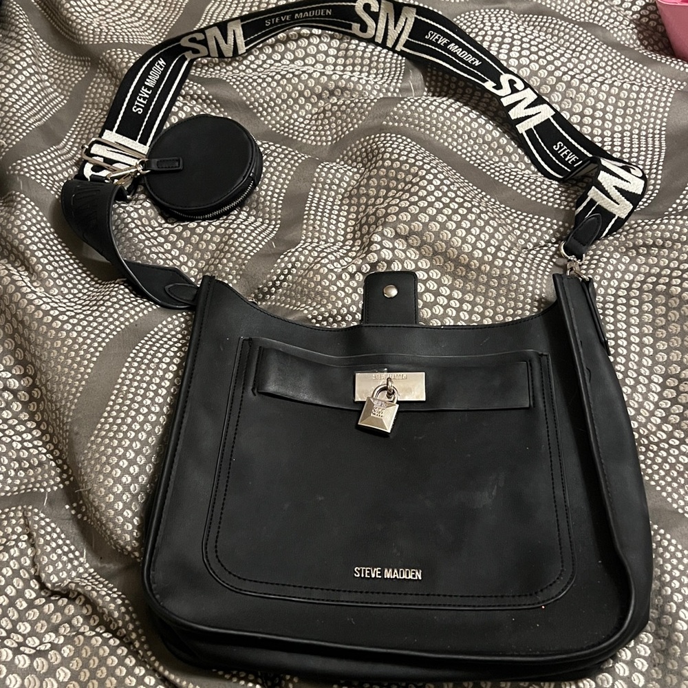 Steve Madden Black Crossbody with Lock Detail